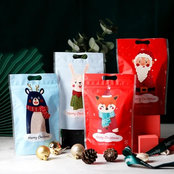 LBSISI Viața 50pcs Bomboane de Crăciun Cookie Cadou Fermoar de Blocare din Plastic Ambalare Saci de Mână Țineți Biscuiți Pachet Sac de Favoarea Nunta