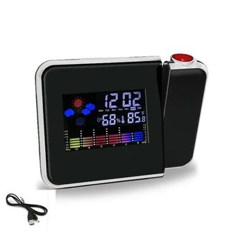 LED Digital de Proiectie Ceas Deșteptător Vreme Tempreture Snooze Ceas de Timp de Afișare Calendar Proiector USB Încărcător de Masă, Ceas de Birou