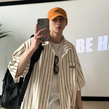 Magazin de moda Stripe Camasa Barbati maneca scurta coreeană de Moda casual, marime Tricou de vară Fabrică de Vânzare Fierbinte camisa masculina tricouri