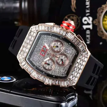 Moda de lux Marca RM Bărbați Ceas 6-pin multifuncțional de Agrement femeie Diamant Oțel Calendar Silicon Cuarț Ceas de mână Fabrica