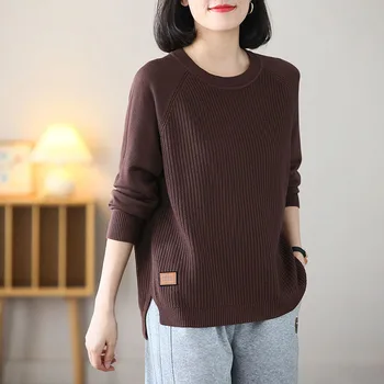 Moda O-Gât Culoare Solidă Toate-meci Pulover pentru Femei de Îmbrăcăminte 2022 Toamna anului Nou Supradimensionate Casual, Pulovere Largi coreean Topuri
