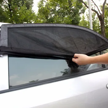Negru 2 buc Reglabil Auto Laterală a Ferestrei din Spate, parasolar Negru Mesh Masina Acoperi Vizorul Scut Parasolar Protectie UV parasolare