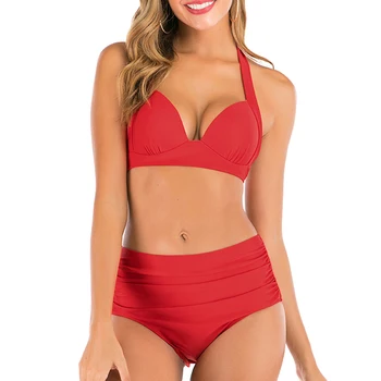 Noi 2020 Plus Dimensiune Talie Inalta Femei Bikini Seturi Push Up costume de Baie de Mari Dimensiuni, Costume de baie, 3XL Înota Costum de Baie Femei Mare de Haine