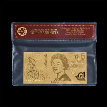 Nou Proiectat Australia 5 AUD Normal Folie de Aur a Bancnotelor De Colectare Și de Afaceri Cadou de Aur Externe de Colectare de Bani Pentru Prietenul