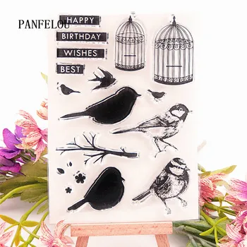 PANFELOU Păsări și colivie Transparente din Cauciuc Siliconic Clar Timbre de desene animate pentru Scrapbooking/DIY Paști album de nunta