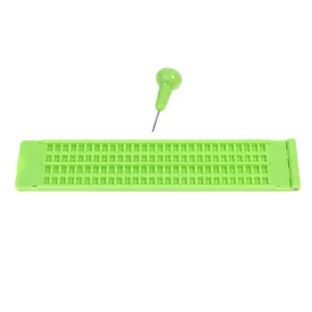 Plastic Braille Scris Ardezie Portabil Practice de Ingrijire Viziune Cu Stylus din Plastic de Învățare Școală Verde Instrument Accesoriu 1 BUC