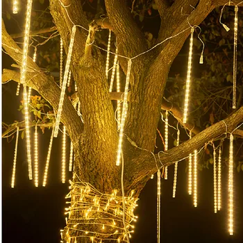 Ploaie de meteoriți 8 Tuburi LED Lumini Șir Impermeabil Pom de Crăciun de Vacanță în aer liber, Decoratiuni Nunta Patio Navidad Decor