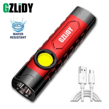 Portabil Mini Lanterna LED-uri COB Lumina de Lucru USB Reîncărcabilă 18650 Camping Lanterna cu Clip 3 Moduri de Puternice Pescuit Felinar