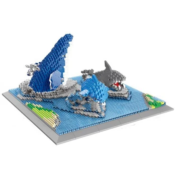 PZX 6624 Lumea Animală Rechin, Delfin, Balena de Gheata Mare Râu Model Mini Diamond Blocuri Caramizi de constructie de Jucarie pentru Copii fără Cutie