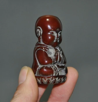 Rare Bou Bătrân Corn Sculptat Budismul Tibetan Ksitigarbha Jizo Călugăr Statuie A Lui Buddha