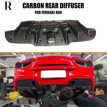 Real Fibra de Carbon Bara Spate Buza Difuzor pentru Ferrari 488 2016-UP Curse Auto Car Styling Kit de caroserie Splitter