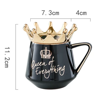 Regina a Tot ceea ce Cana Cu Coroana, Capac si lingurita din Ceramica Ceașcă de Cafea Cadou pentru Prietena Soția xobw