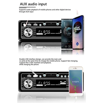 Retro Autoradio Unul Din Radio Auto Car Audio Bluetooth MP3 Player Bluetooth Handfree USB/TF Masina de Radio Stereo ISO