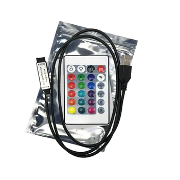 Rgb-Controler Pentru Benzi cu Led-uri Smart TV RGB Control Mini USB 1M Cheie de 24 de Control de la Distanță RGB DC 5V 5050 Led Strip Controlere