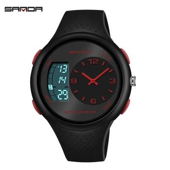 SANDA brand bărbați impermeabil ceas electronic de moda multi-funcție luminos de sport în aer liber personalitatea ceas Deșteptător Calendar