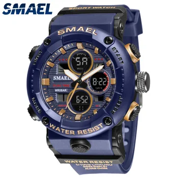 SMAEL 8038 Albastru Sport Ceas Barbati LED-uri Impermeabil Ceasuri Digitale Mare Cadran de Ceas Pentru bărbați Relogio Masculino Bărbați Cuarț Ceasuri