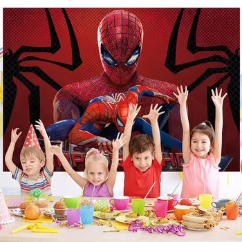 Super-Erou Spiderman Rosu Fotografie Spidy Fondul Copii Happy Birthday Party Decor De Vinil Copii Fotografie De Fundal Cadouri