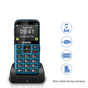 UNIWA V1000 4G Telefon Caracteristică 2.31 Inch Buton Mare Telefon Mobil 0.3 MP Camera din Spate Telefonul Rusia Tastatură pentru Vârstnici 1700mAh