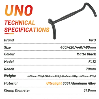 UNO FL12 Rutier Biciclete Pietriș se Ocupe de 31.8 MM Exterior Extensia Off-Road Aliaj de Aluminiu Ușor de Biciclete Exterior de Cotitură Mânerul