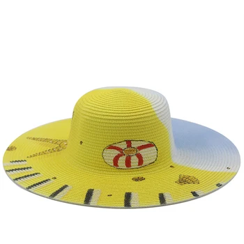 Vara Femei Pălării de Soare Cozoroc Pălărie Mare Refuz Clasic Pictat Pliere Pălărie de Paie Casual în aer liber, Plajă Capac Pentru Femei de Pălărie de Protecție UV
