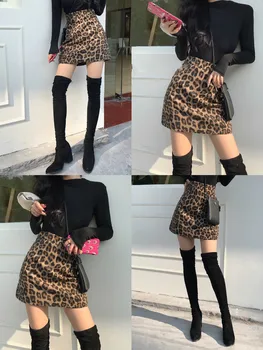 WERUERUYU Femei Leopard Imprimate Fusta Talie Inalta Sexy Creion Bodycon Hip Mini Dedicat pentru Toate Anotimpurile Casual Șarpe Fusta