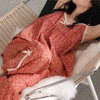 Yasuk Primavara-Vara pentru Femei de Moda Casual Kawaii Frumoasa Sexy Simplu Sleepwear Halter Top Vesta Pijama Femei, Cu Pantaloni Rupte